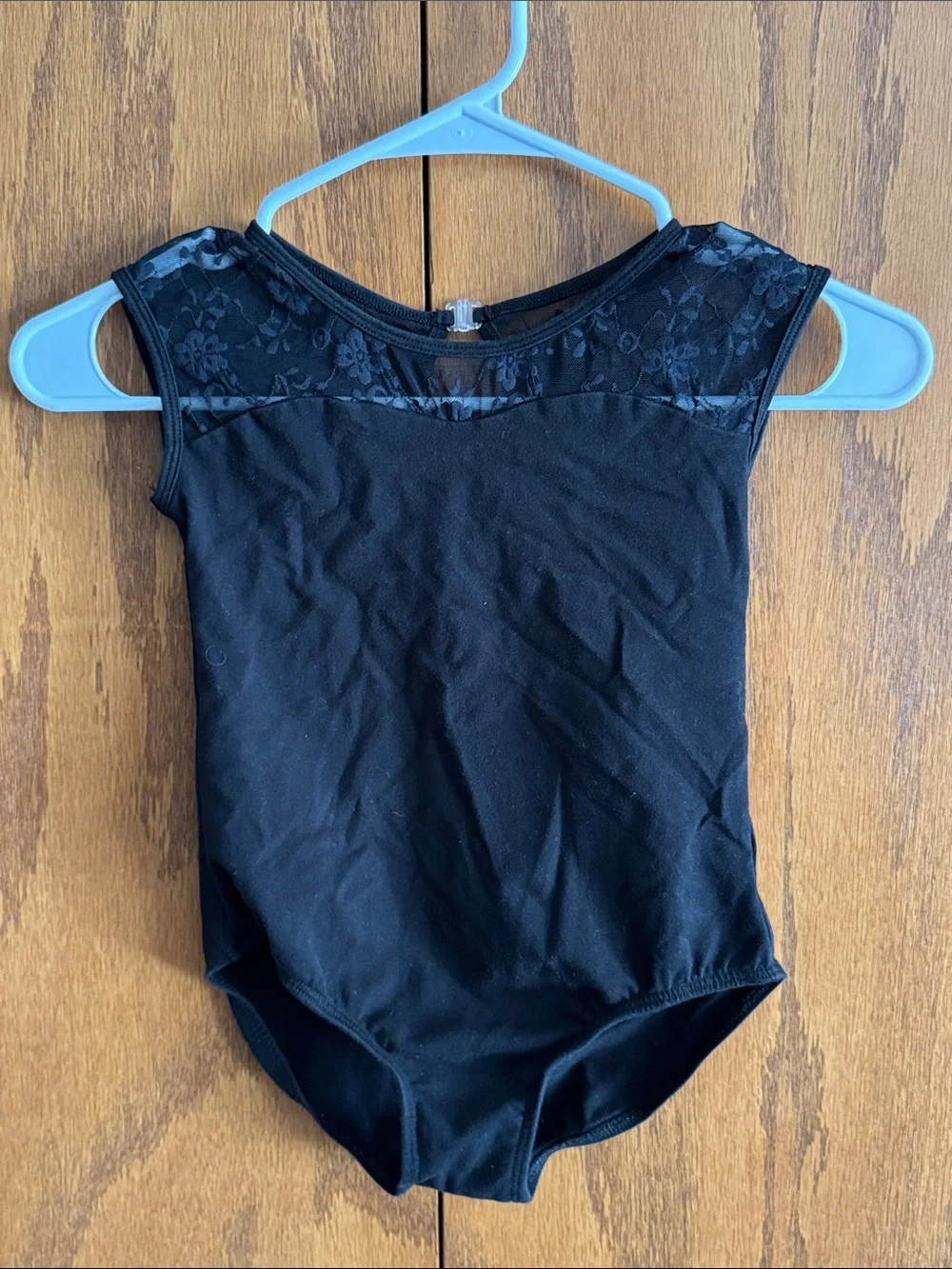Kids Black Lace-Accent One Piece Leotard